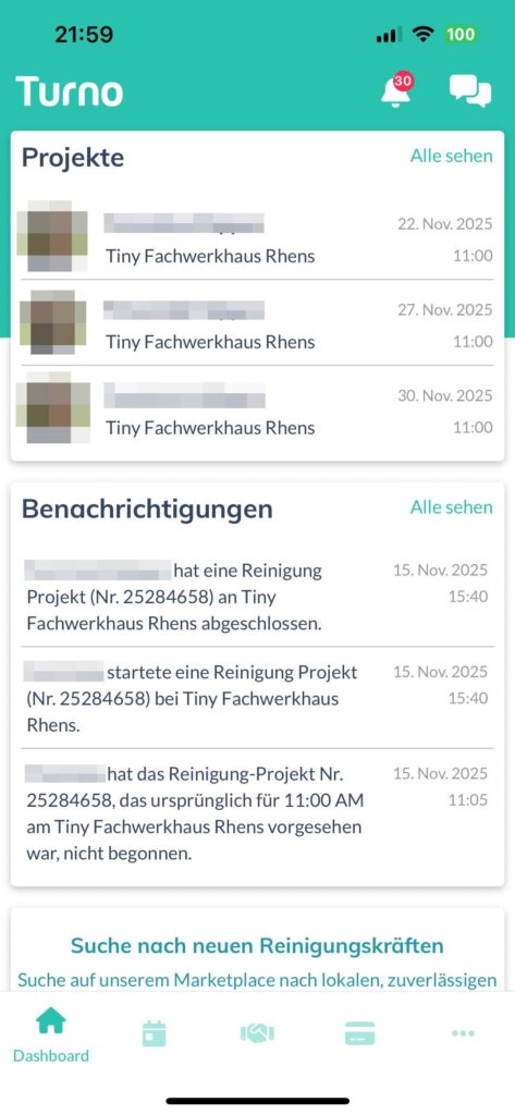 Einblick in Turno als Host