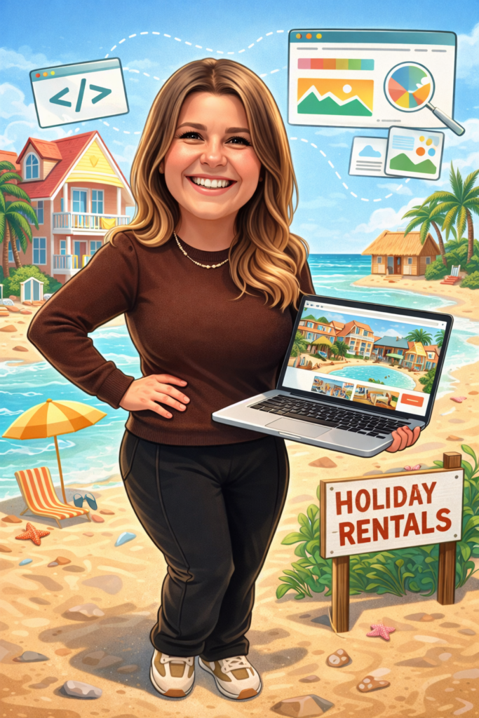 Isabells Passion für Kurzzeitvermietung und Webdesign illustriert von ChatGPT